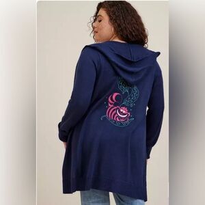 Torrid Disney Alice In Wonderland Cheshire Cat Hooded Cardigan Sweater Size 5X